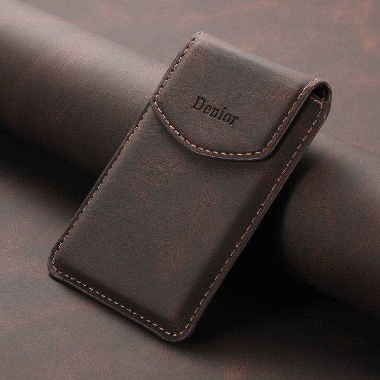 Denior V12 MagSafe Magnetic Phone PU Card Sleeve(Brown) - Others Accessories by Denior | Online Shopping UK | buy2fix