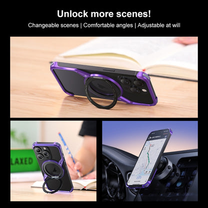 For iPhone 14 Pro Frameless Rotation Holder Magsafe Metal Phone Case(Dark Purple) - iPhone 14 Pro Cases by buy2fix | Online Shopping UK | buy2fix