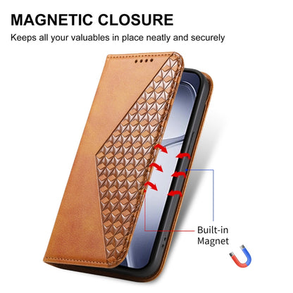 For Redmi K70 Ultra Cubic Grid Calf Texture Magnetic Leather Phone Case(Yellow) - Xiaomi Cases by buy2fix | Online Shopping UK | buy2fix