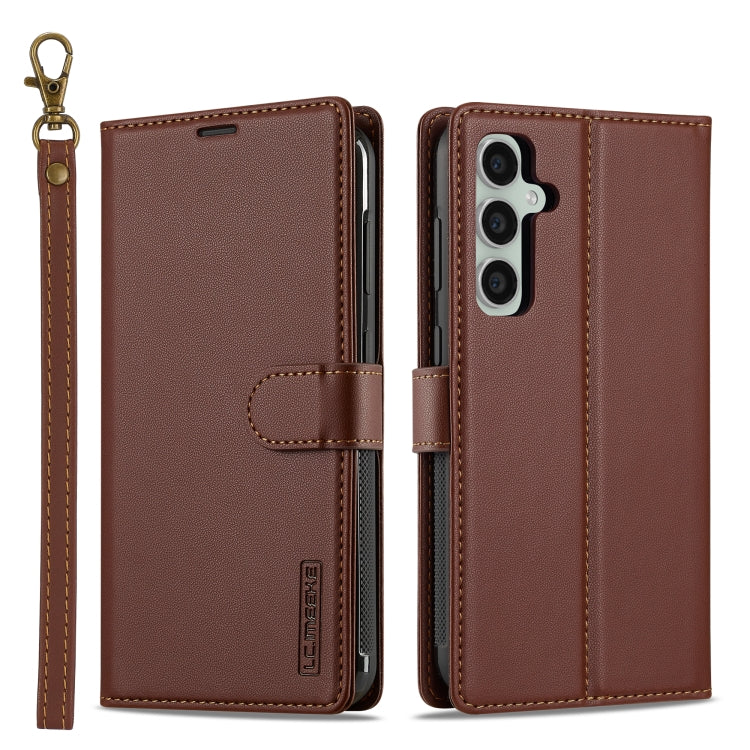 For Samsung Galaxy A55 5G LC.IMEEKE L2 Series Detachable Magsafe PU Phone Case with Lanyard(Brown) - Galaxy Phone Cases by LC.IMEEKE | Online Shopping UK | buy2fix