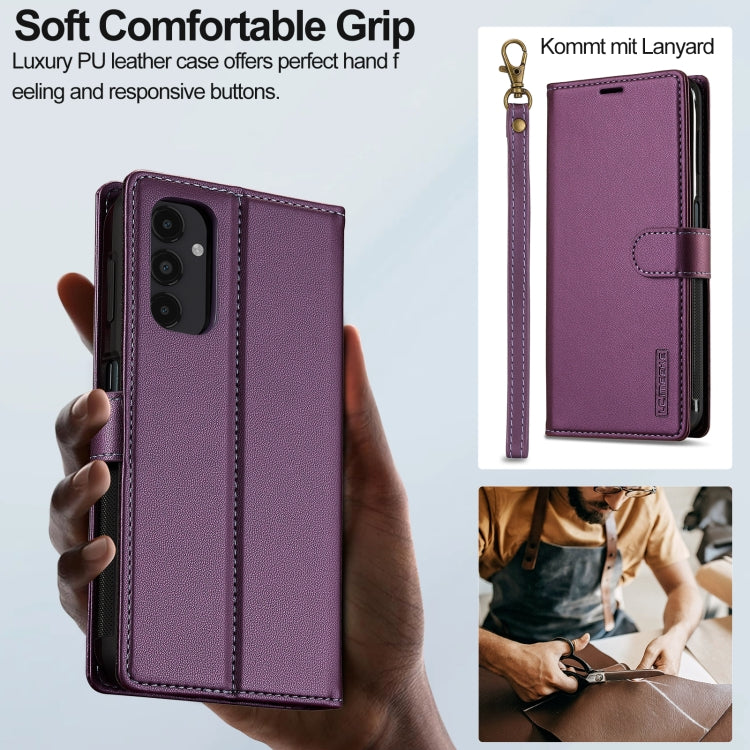 For Samsung Galaxy A14 4G / A14 5G LC.IMEEKE L2 Series Detachable Magsafe PU Phone Case with Lanyard(Purple) - Galaxy Phone Cases by LC.IMEEKE | Online Shopping UK | buy2fix