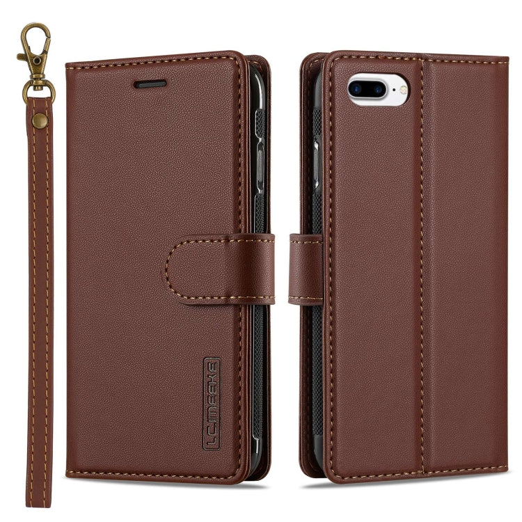 For iPhone 7 Plus / 8 Plus LC.IMEEKE L2 Series Detachable Magsafe PU Phone Case with Lanyard(Brown) - More iPhone Cases by LC.IMEEKE | Online Shopping UK | buy2fix