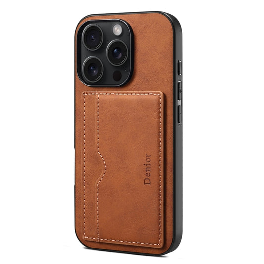 For iPhone 16 Pro Denior D08 PU Single Card Slot Holder Phone Case(Brown) - iPhone 16 Pro Cases by Denior | Online Shopping UK | buy2fix