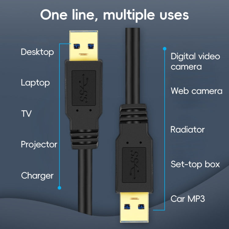 USB 3.0 Male To USB 3.0 Male Double End USB Cable, Length:1m(Black) - USB 3.0 by buy2fix | Online Shopping UK | buy2fix