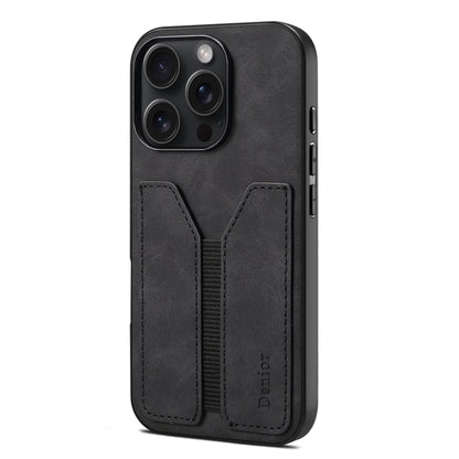 For iPhone 16 Pro Denior D07 DV Elastic Card Slot PU Back Cover Phone Case(Black) - iPhone 16 Pro Cases by Denior | Online Shopping UK | buy2fix