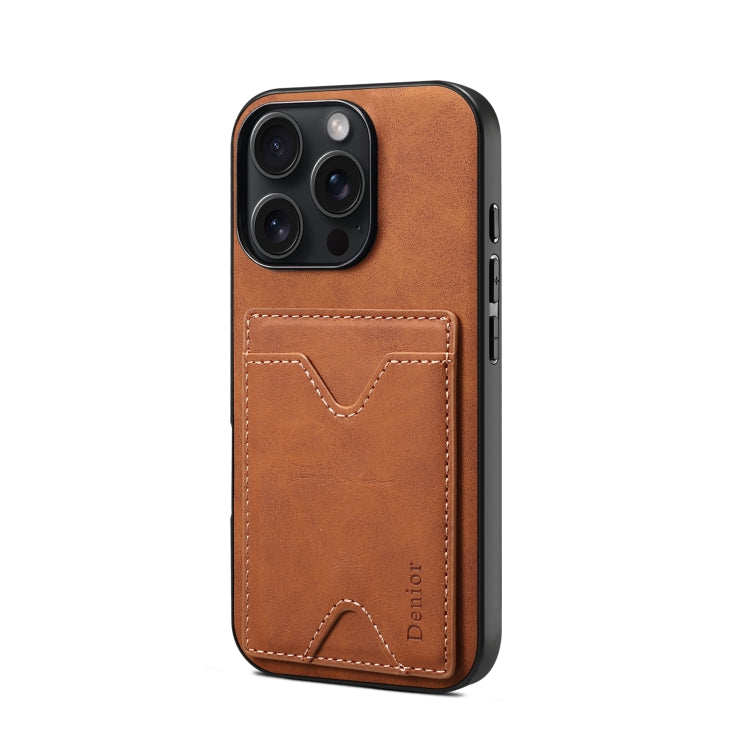 For iPhone 16 Denior D06 PU Back Cover Card Slot Holder Phone Case(Brown) - iPhone 16 Cases by Denior | Online Shopping UK | buy2fix