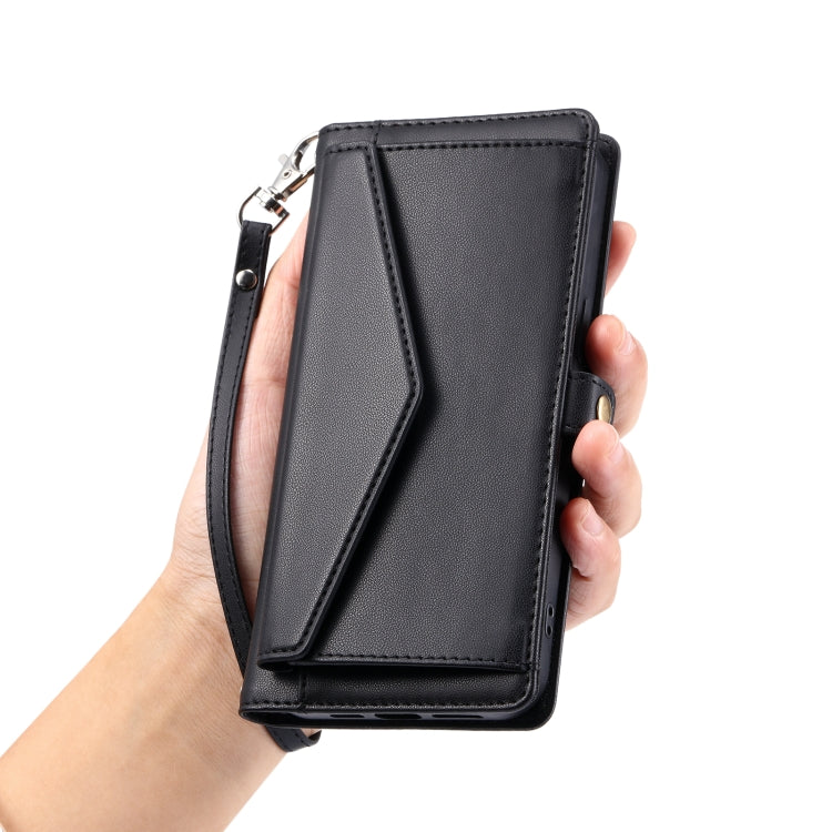 For Samsung Galaxy S25+ 5G Wallet Multi-card Slot Leather Phone Case with Lanyard(Black) - Galaxy S25+ 5G Cases by buy2fix | Online Shopping UK | buy2fix