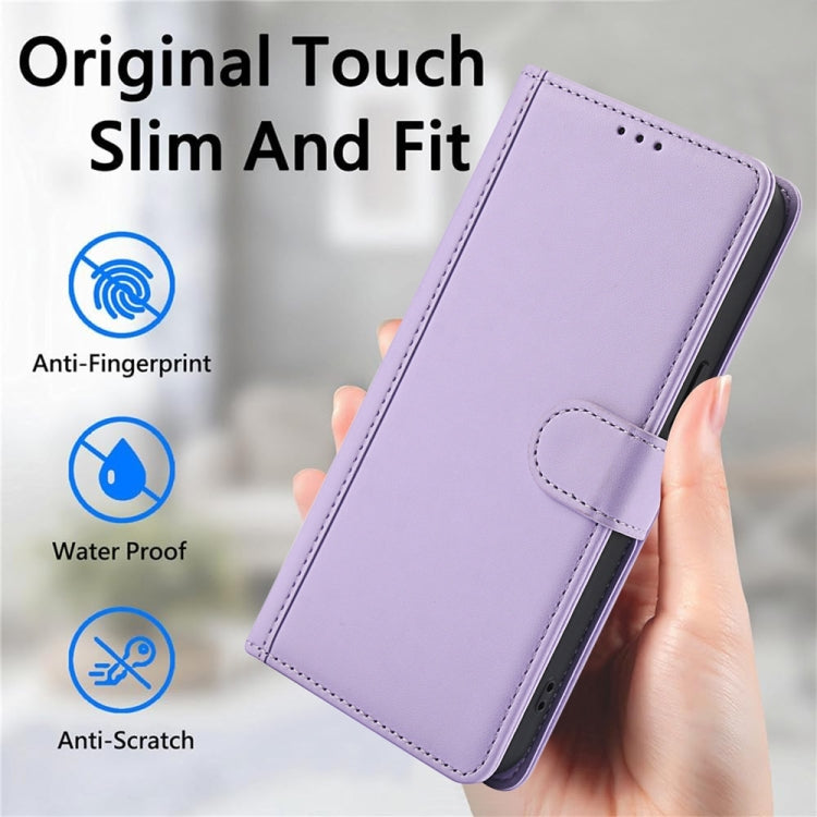 For Samsung Galaxy S25 Ultra 5G Skin Feel Pure Color Card Slots Leather Phone Case with Dual Lanyard(Purple) - Galaxy S25 Ultra 5G Cases by buy2fix | Online Shopping UK | buy2fix