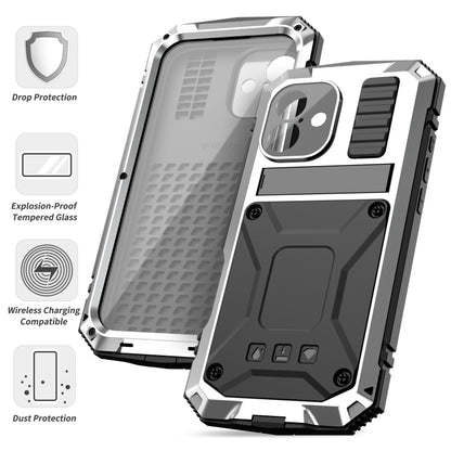 For iPhone 16 R-JUST Life Waterproof Dustproof Shockproof Phone Case(Silver) - iPhone 16 Cases by R-JUST | Online Shopping UK | buy2fix