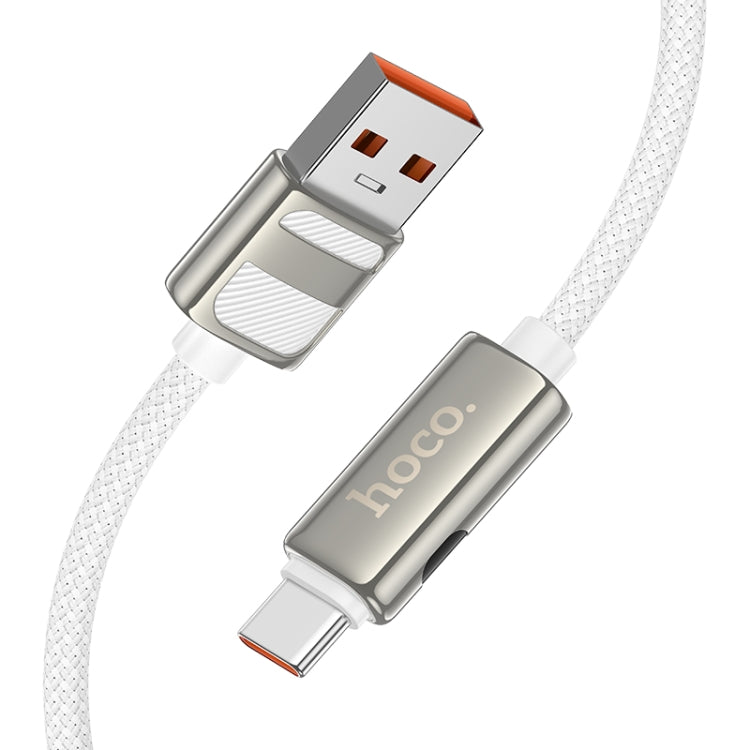 hoco U137 USB to USB-C / Type-C 5A Line Charging Data Cable with Display, Length:1.2m(White) - USB-C & Type-C Cable by hoco | Online Shopping UK | buy2fix