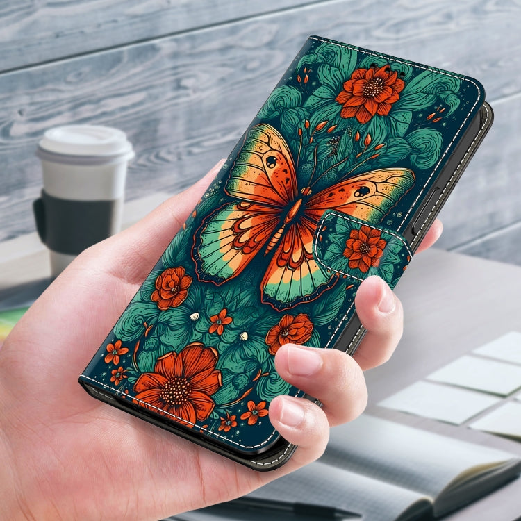 For iPhone 16 Pro Crystal Painted Leather Phone case(Flower Butterfly) - iPhone 16 Pro Cases by buy2fix | Online Shopping UK | buy2fix