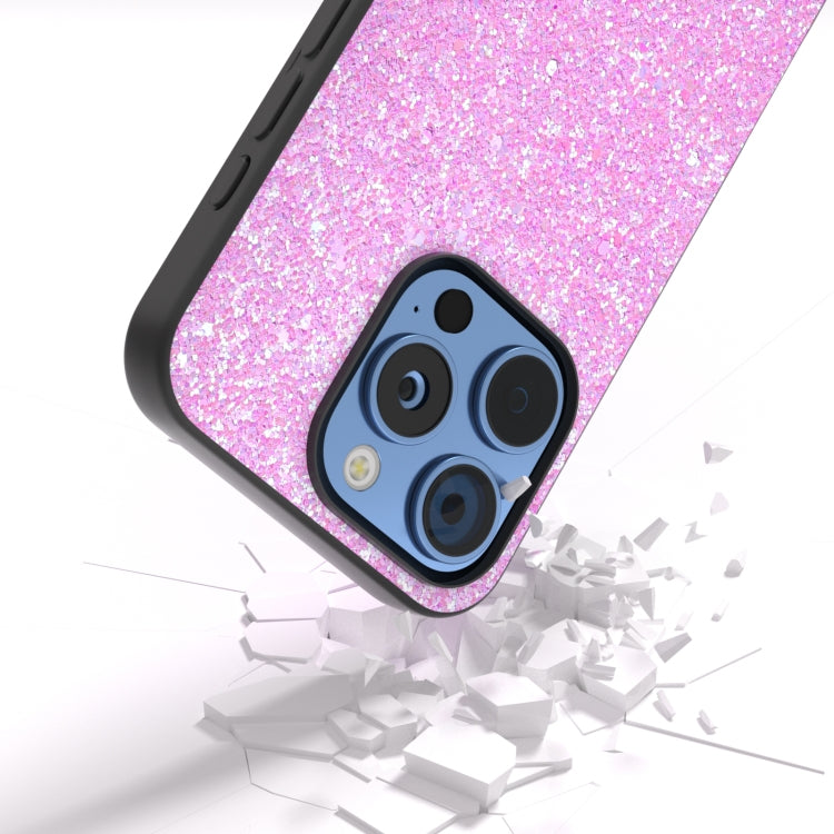 For iPhone 16 Pro Max Black Frame Colorful Glitter Phone Case(Dark Pink) - iPhone 16 Pro Max Cases by buy2fix | Online Shopping UK | buy2fix