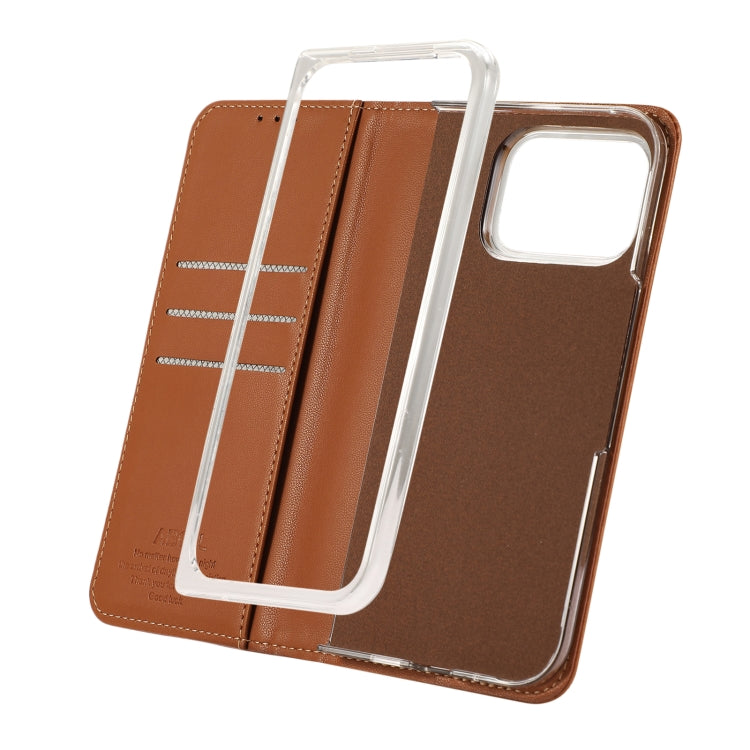 For Google Pixel 9 Pro Fold ABEEL RFID Magnetic Flip Leather Phone Case(Brown) - Google Cases by buy2fix | Online Shopping UK | buy2fix