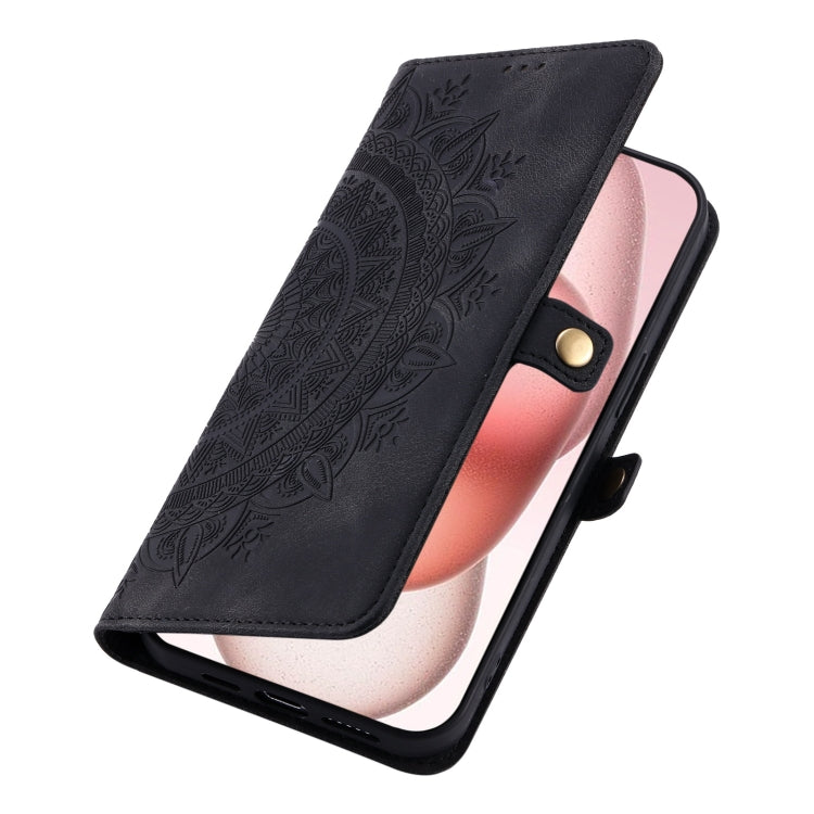 For iPhone 16 Pro Skin Feel Totem Embossed Leather Phone Case(Black) - iPhone 16 Pro Cases by buy2fix | Online Shopping UK | buy2fix