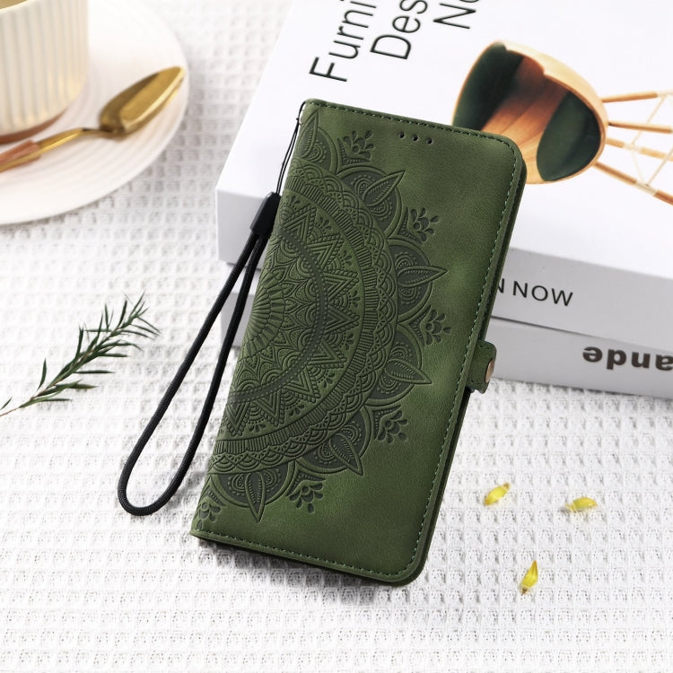 For iPhone 16 Plus Skin Feel Totem Embossed Leather Phone Case(Deep Green) - iPhone 16 Plus Cases by buy2fix | Online Shopping UK | buy2fix