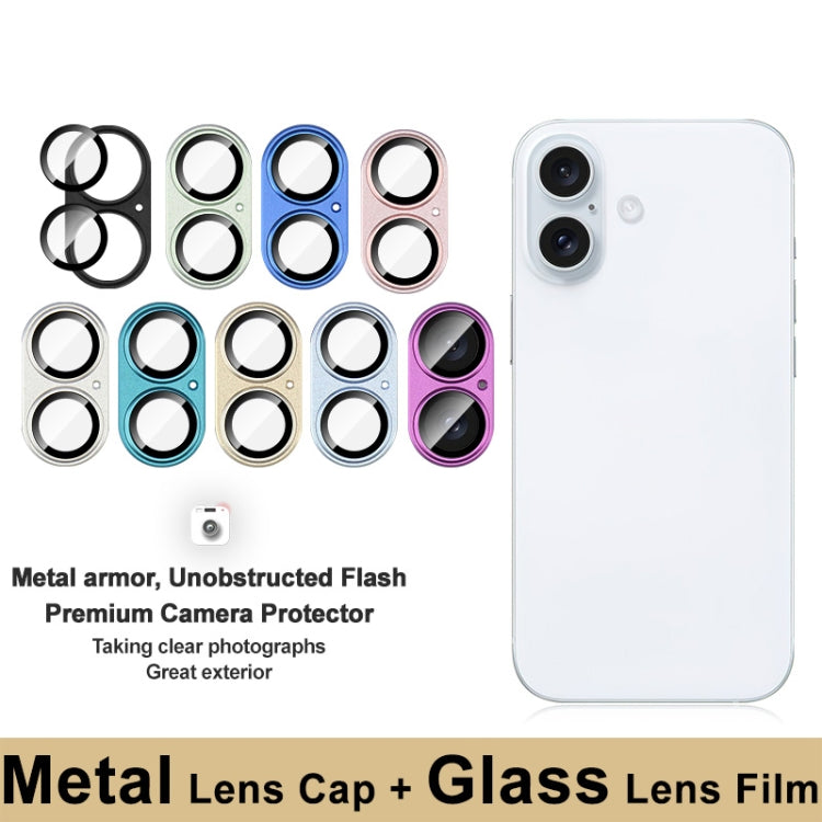 For iPhone 16 / 16 Plus IMAK Metal Armor Premium Camera Protector Film(Light Blue) - iPhone 16 Tempered Glass by imak | Online Shopping UK | buy2fix