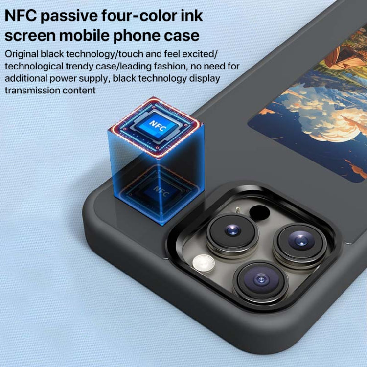 For iPhone 16 Four-Color E-ink Screen NFC DIY Phone Case(Black) - iPhone 16 Cases by buy2fix | Online Shopping UK | buy2fix