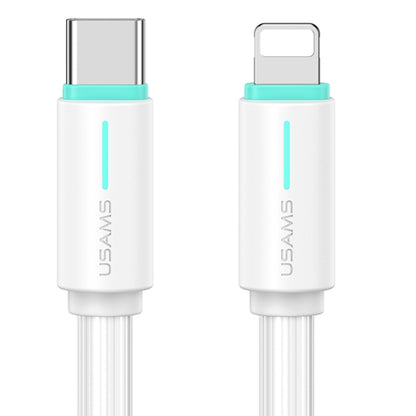 USAMS SJ735 1m 30W Type-C to 8 Pin Bicolor Design Fast Charging Cable(White) - 2 in 1 Cable by USAMS | Online Shopping UK | buy2fix