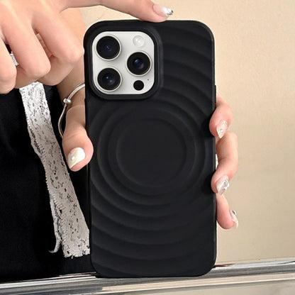 For iPhone 16 Pro Max Frosted Wave Texture MagSafe Magnetic TPU Phone Case(Black) - iPhone 16 Pro Max Cases by buy2fix | Online Shopping UK | buy2fix