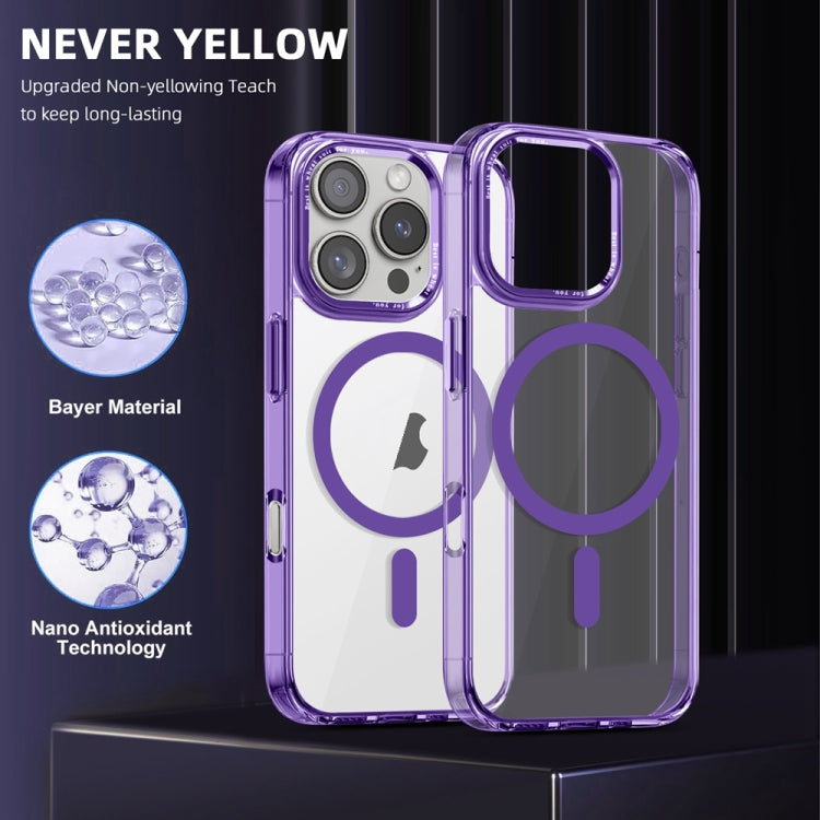 For iPhone 16 Pro Ice Color Magnetic Series Magsafe Magnetic PC Hybrid TPU Phone Case(Purple) - iPhone 16 Pro Cases by buy2fix | Online Shopping UK | buy2fix