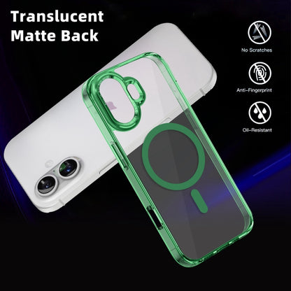 For iPhone 16 Ice Color Magnetic Series Magsafe Magnetic PC Hybrid TPU Phone Case(Green) - iPhone 16 Cases by buy2fix | Online Shopping UK | buy2fix