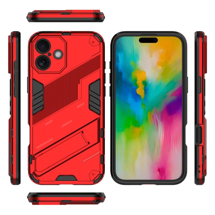 For iPhone 16 Punk Armor 2 in 1 PC + TPU Phone Case with Holder(Red) - iPhone 16 Cases by buy2fix | Online Shopping UK | buy2fix