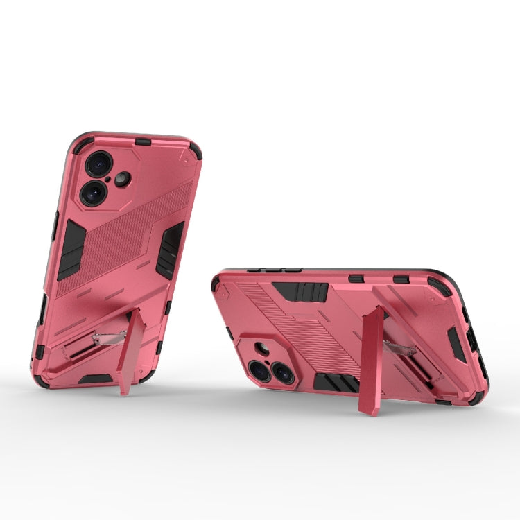 For iPhone 16 Plus Punk Armor 2 in 1 PC + TPU Phone Case with Holder(Light Red) - iPhone 16 Plus Cases by buy2fix | Online Shopping UK | buy2fix