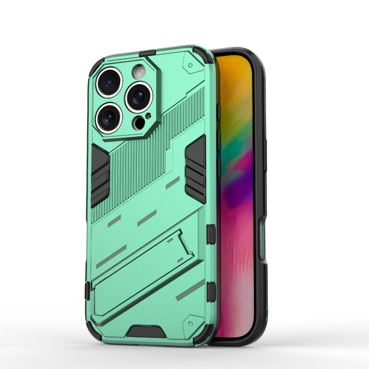 For iPhone 16 Pro Punk Armor 2 in 1 PC + TPU Phone Case with Holder(Green) - iPhone 16 Pro Cases by buy2fix | Online Shopping UK | buy2fix