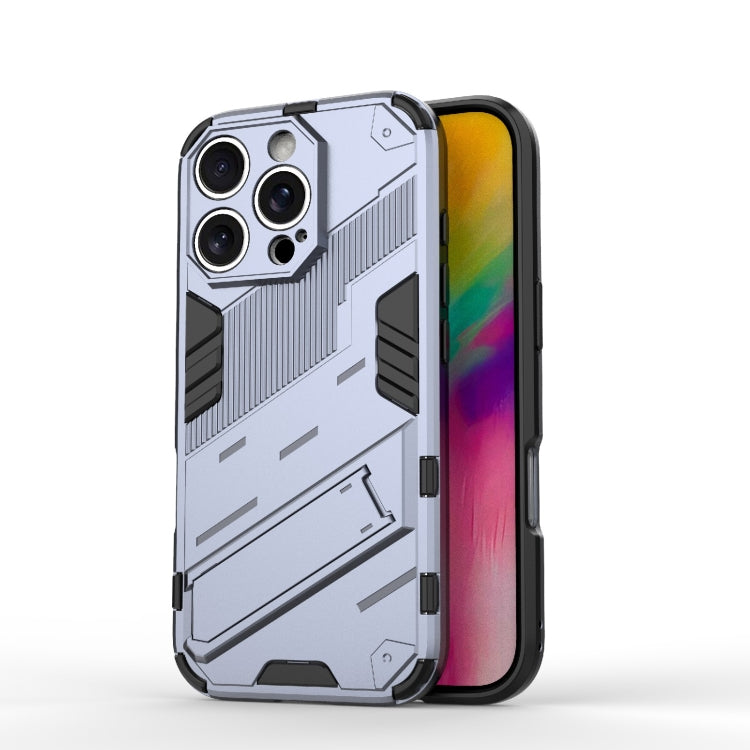 For iPhone 16 Pro Max Punk Armor 2 in 1 PC + TPU Phone Case with Holder(Grey) - iPhone 16 Pro Max Cases by buy2fix | Online Shopping UK | buy2fix