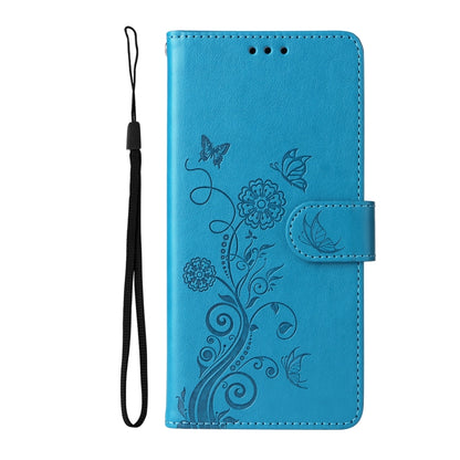 For Redmi K70 / K70 Pro Embossed Butterfly Flowers Leather Phone Case(Blue) - K70 Cases by buy2fix | Online Shopping UK | buy2fix