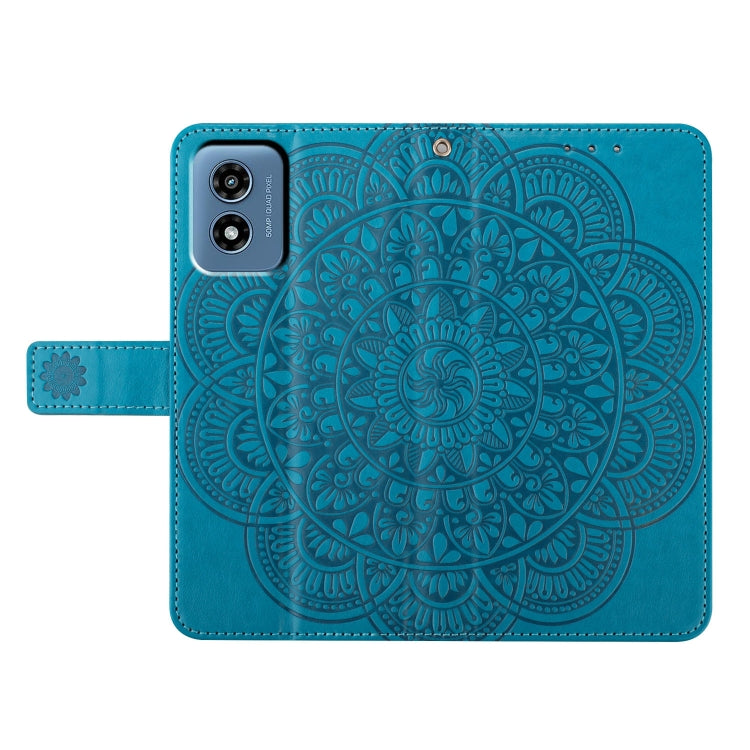 For Motorola Moto G Play 2024 Flower Embossed Leather Phone Case(Blue) - Motorola Cases by buy2fix | Online Shopping UK | buy2fix