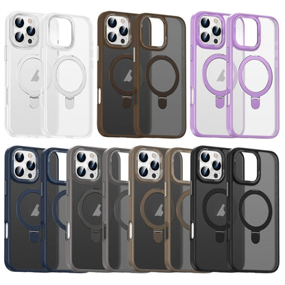 For iPhone 16 Plus Skin Feel MagSafe Magnetic Holder Phone Case(Purple) - iPhone 16 Plus Cases by buy2fix | Online Shopping UK | buy2fix