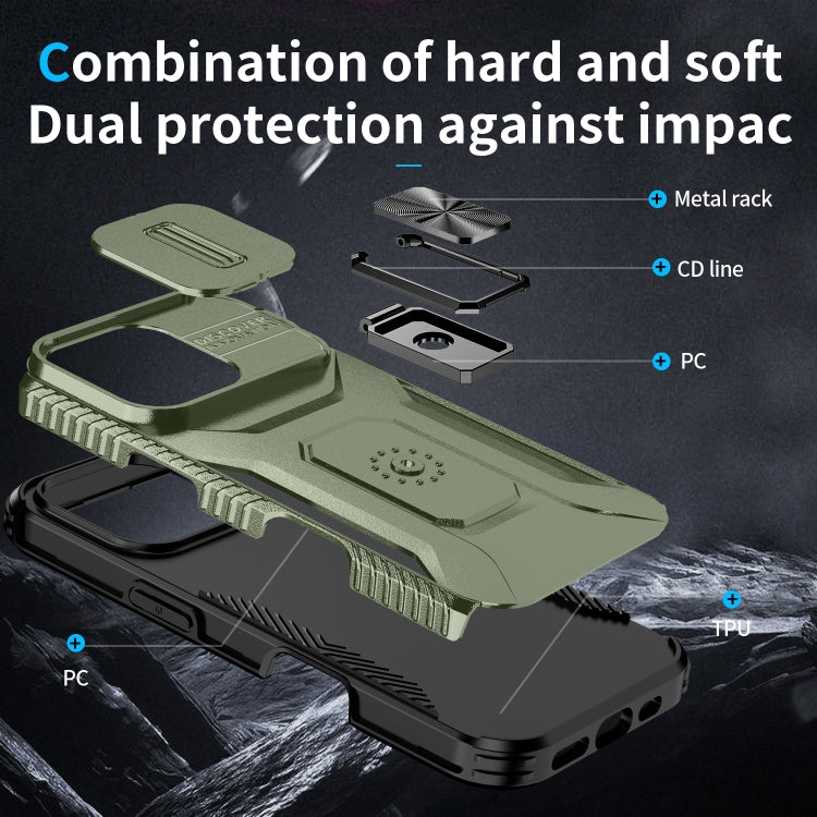 For iPhone 16 Pro Max Sliding Camshield Holder Phone Case(Alpine Green) - iPhone 16 Pro Max Cases by buy2fix | Online Shopping UK | buy2fix