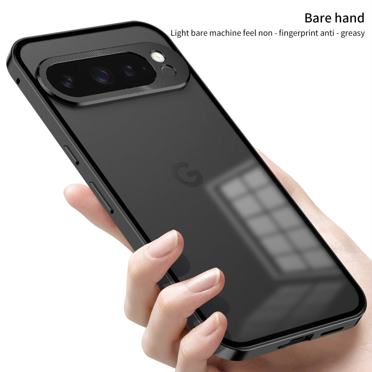 For Google Pixel 9 Pro XL Snap Buckle Metal Frame Frosted Phone Case(Grey) - Google Cases by buy2fix | Online Shopping UK | buy2fix