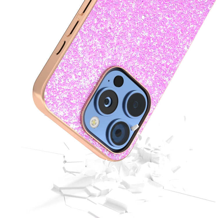 For iPhone 16 Pro Electroplating Frame Colorful Glitter Phone Case(Dark Pink) - iPhone 16 Pro Cases by buy2fix | Online Shopping UK | buy2fix