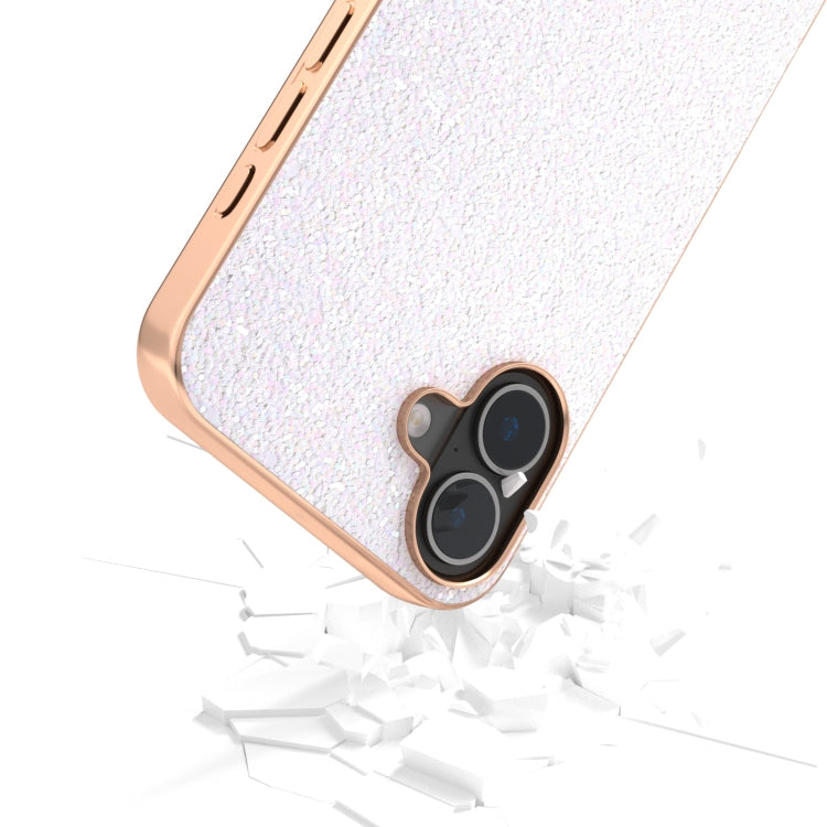 For iPhone 16 Electroplating Frame Colorful Glitter Phone Case(White) - iPhone 16 Cases by buy2fix | Online Shopping UK | buy2fix