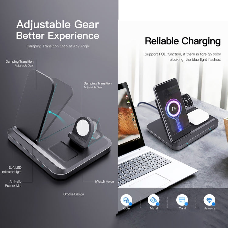 DW08 15W 3 in 1 Folding Wireless Charger(White) - Wireless Charger by buy2fix | Online Shopping UK | buy2fix