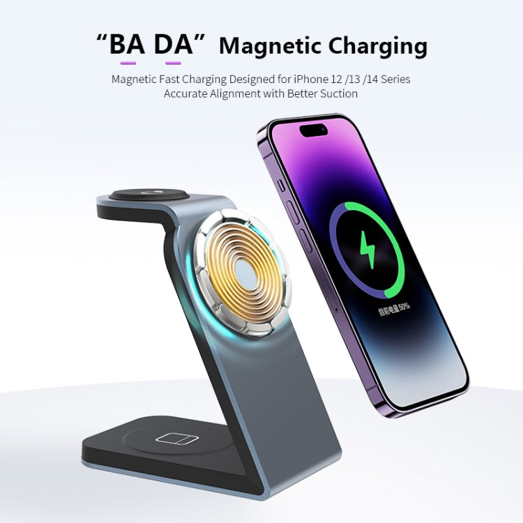 SW18 3 in 1 Metal Magnetic Wireless Charger(Tarnish) - Wireless Charger by buy2fix | Online Shopping UK | buy2fix