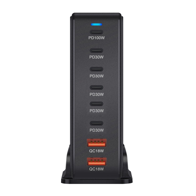 YMX-986 286W 6Type-C, 3USB 8-Ports Desktop Fast Charger, Plug Type:US Plug(Black) - Multifunction Charger by buy2fix | Online Shopping UK | buy2fix