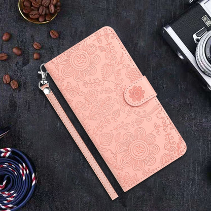 For iPhone SE 2024 Floral Embossed Pattern Leather Phone Case(Pink) - More iPhone Cases by buy2fix | Online Shopping UK | buy2fix