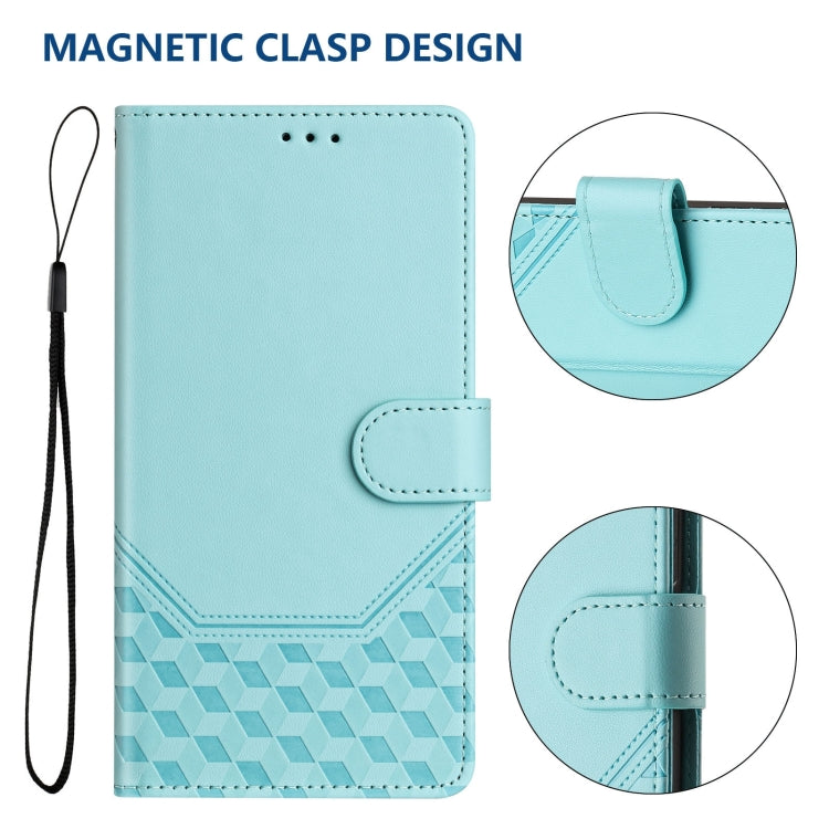 For OnePlus 11 Honeycomb Embossing RFID Leather Phone Case(Mint Green) - OnePlus Cases by buy2fix | Online Shopping UK | buy2fix