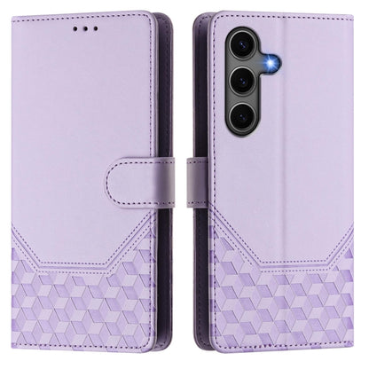 For Samsung Galaxy S25 5G Honeycomb Embossing RFID Leather Phone Case(Light Purple) - Galaxy S25 5G Cases by buy2fix | Online Shopping UK | buy2fix