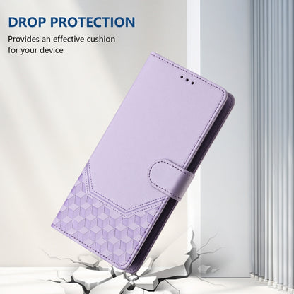 For Samsung Galaxy S25 5G Honeycomb Embossing RFID Leather Phone Case(Light Purple) - Galaxy S25 5G Cases by buy2fix | Online Shopping UK | buy2fix