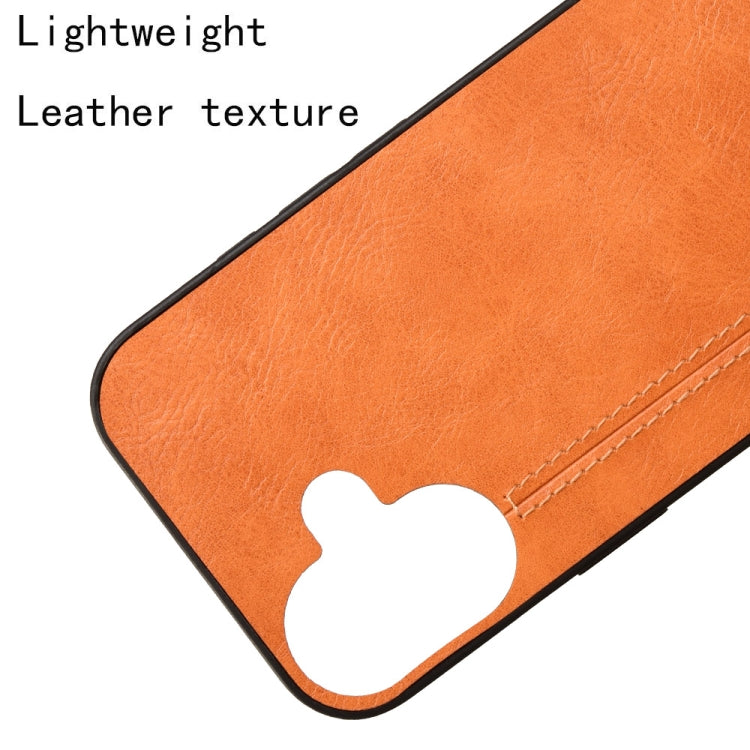 For iPhone 16 Cow Pattern Sewing Back Cover Phone Case(Orange) - iPhone 16 Cases by buy2fix | Online Shopping UK | buy2fix