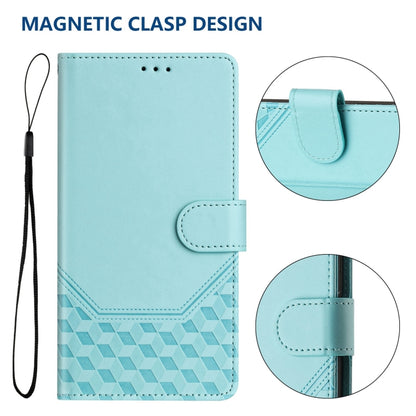 For Motorola Moto G Play 4G 2024 Oversea Honeycomb Embossing RFID Leather Phone Case(Mint Green) - Motorola Cases by buy2fix | Online Shopping UK | buy2fix