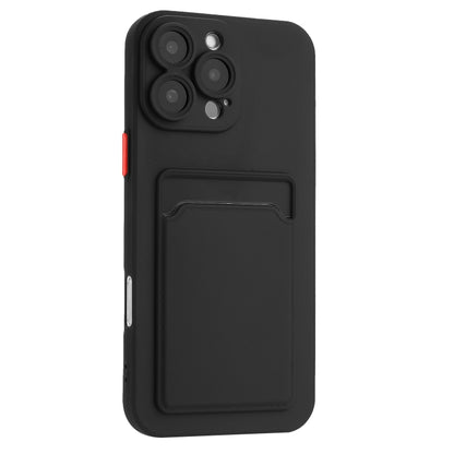 For iPhone 16 Pro Skin Feel Card Contrast Color Button TPU Phone Case(Black) - iPhone 16 Pro Cases by buy2fix | Online Shopping UK | buy2fix