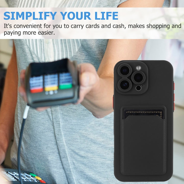 For iPhone 16 Pro Skin Feel Card Contrast Color Button TPU Phone Case(Black) - iPhone 16 Pro Cases by buy2fix | Online Shopping UK | buy2fix