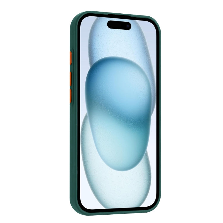 For iPhone 16 Pro Max Skin Feel Card Contrast Color Button TPU Phone Case(Dark Green) - iPhone 16 Pro Max Cases by buy2fix | Online Shopping UK | buy2fix