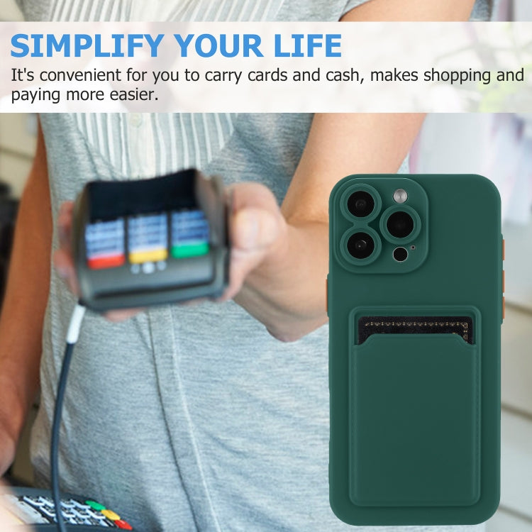 For iPhone 16 Pro Max Skin Feel Card Contrast Color Button TPU Phone Case(Dark Green) - iPhone 16 Pro Max Cases by buy2fix | Online Shopping UK | buy2fix