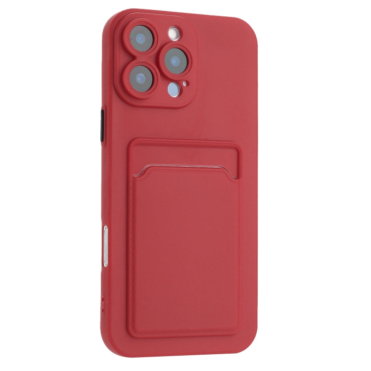 For iPhone 16 Pro Max Skin Feel Card Contrast Color Button TPU Phone Case(Rose Red) - iPhone 16 Pro Max Cases by buy2fix | Online Shopping UK | buy2fix